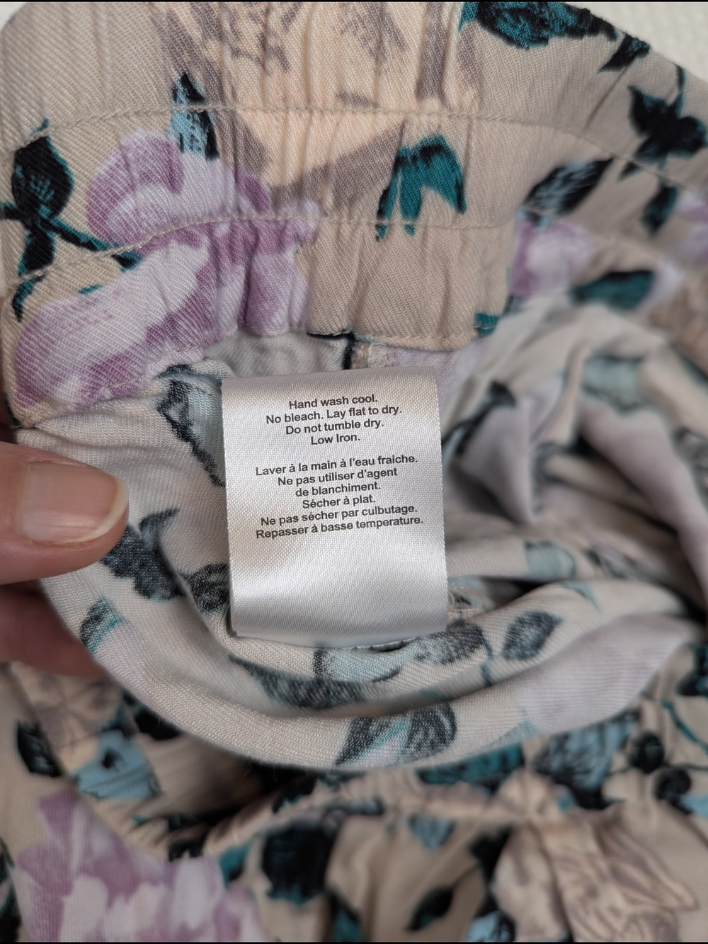 Talula Beige Floral Drawstring Joggers with Lavender & Teal Accents Cuffed Ankle - Picture 6 of 6